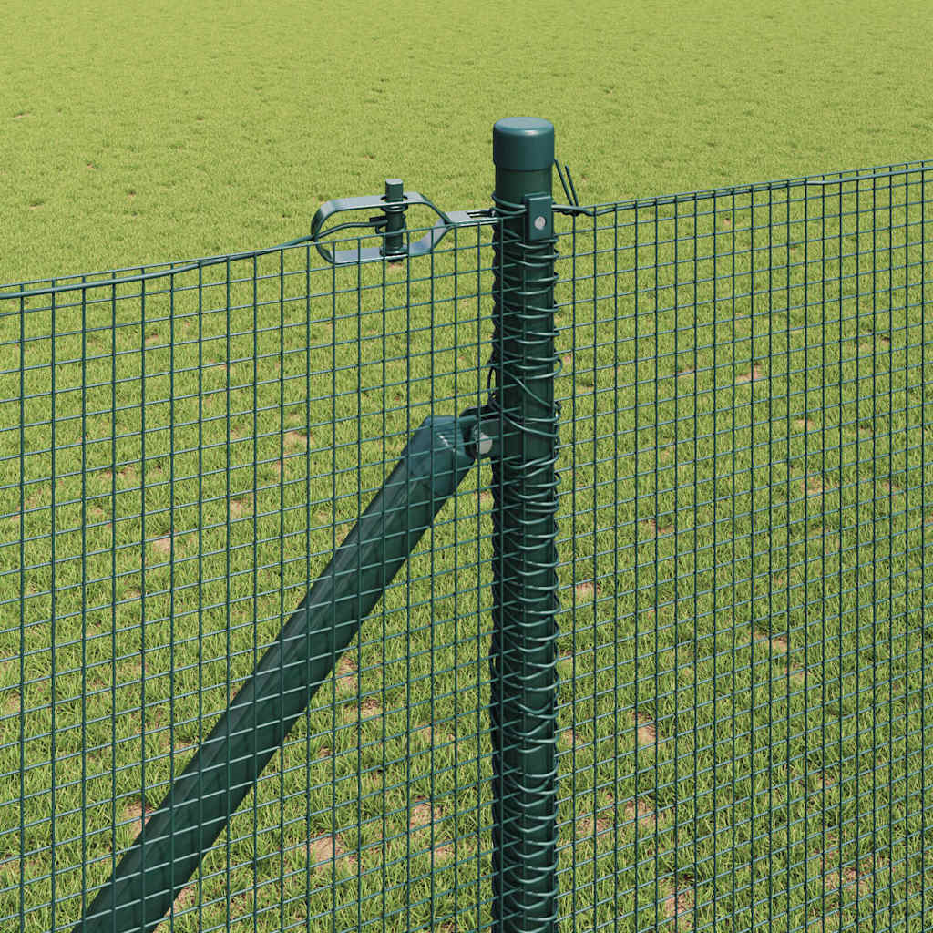 Kerítés oszlopokkal Zöld 1.4 x 10 m Acél