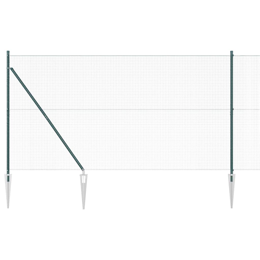 Kerítés oszlopokkal Zöld 1.4 x 10 m Acél