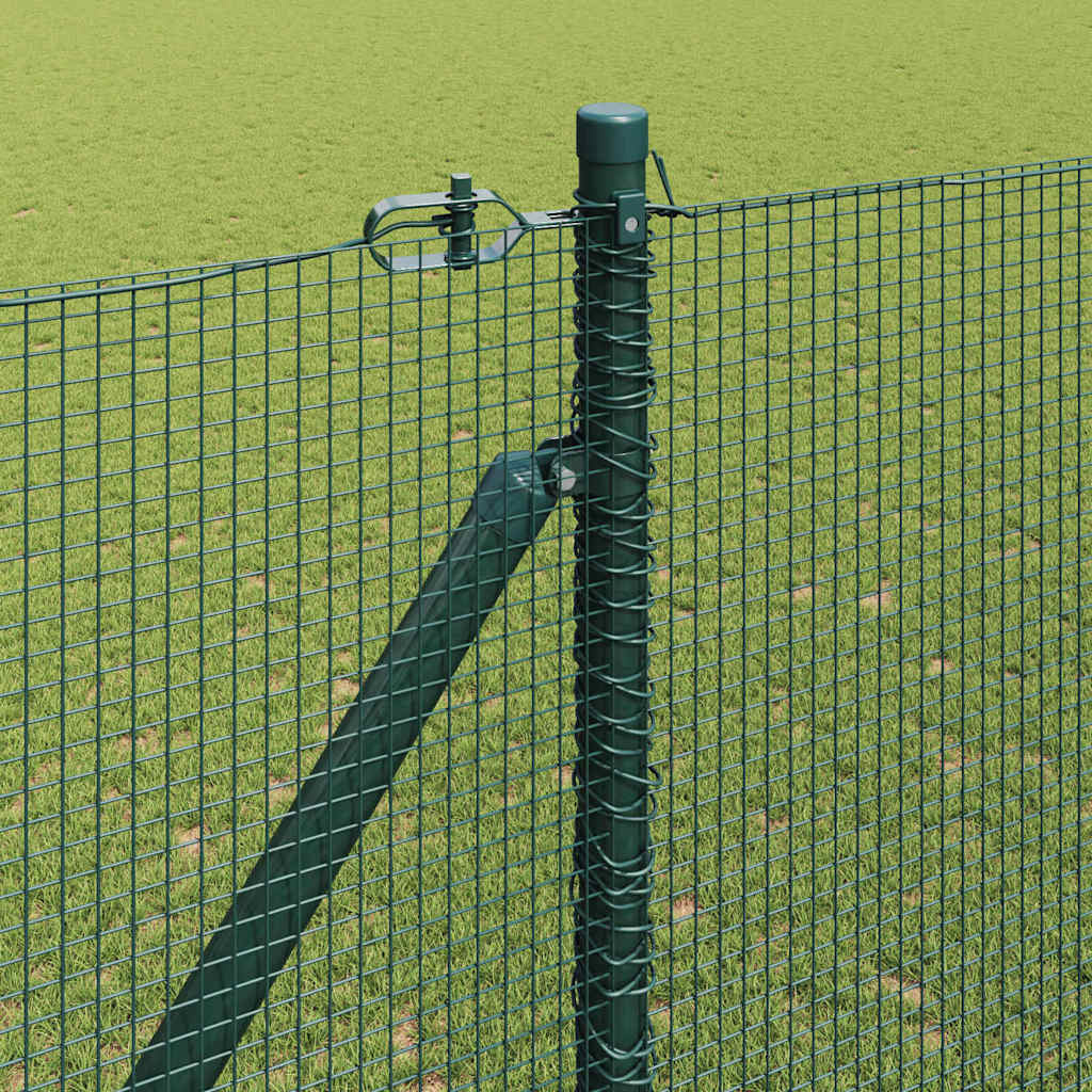 Kerítés oszlopokkal Zöld 1.5 x 10 m Acél