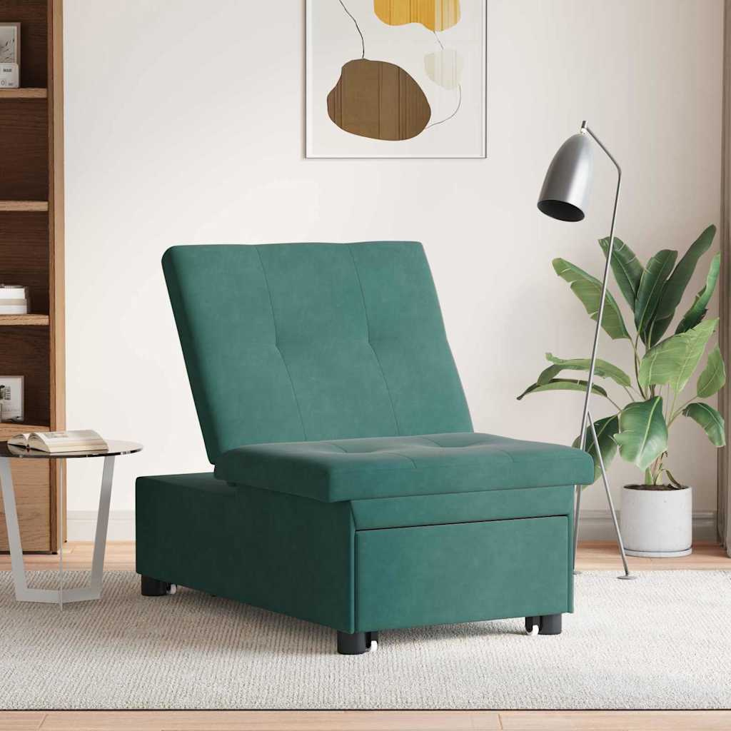 Kanapéágy Sötétzöld 67 x 194 x 38 cm Bársony