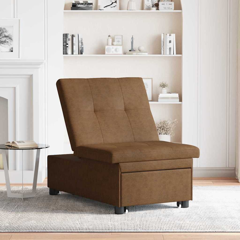 Kanapéágy Barna 67 x 194 x 38 cm Műbőr velúr