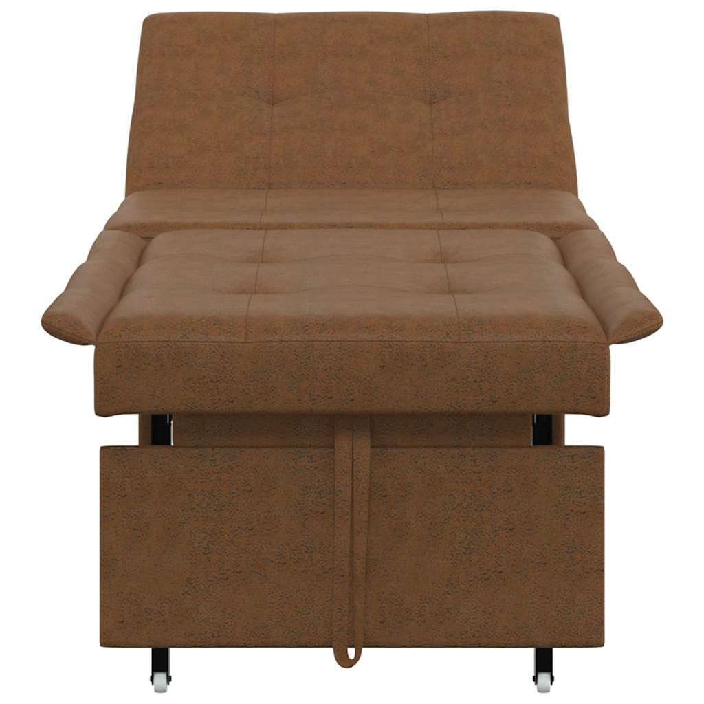 Kanapéágy Barna 67 x 194 x 38 cm Műbőr velúr