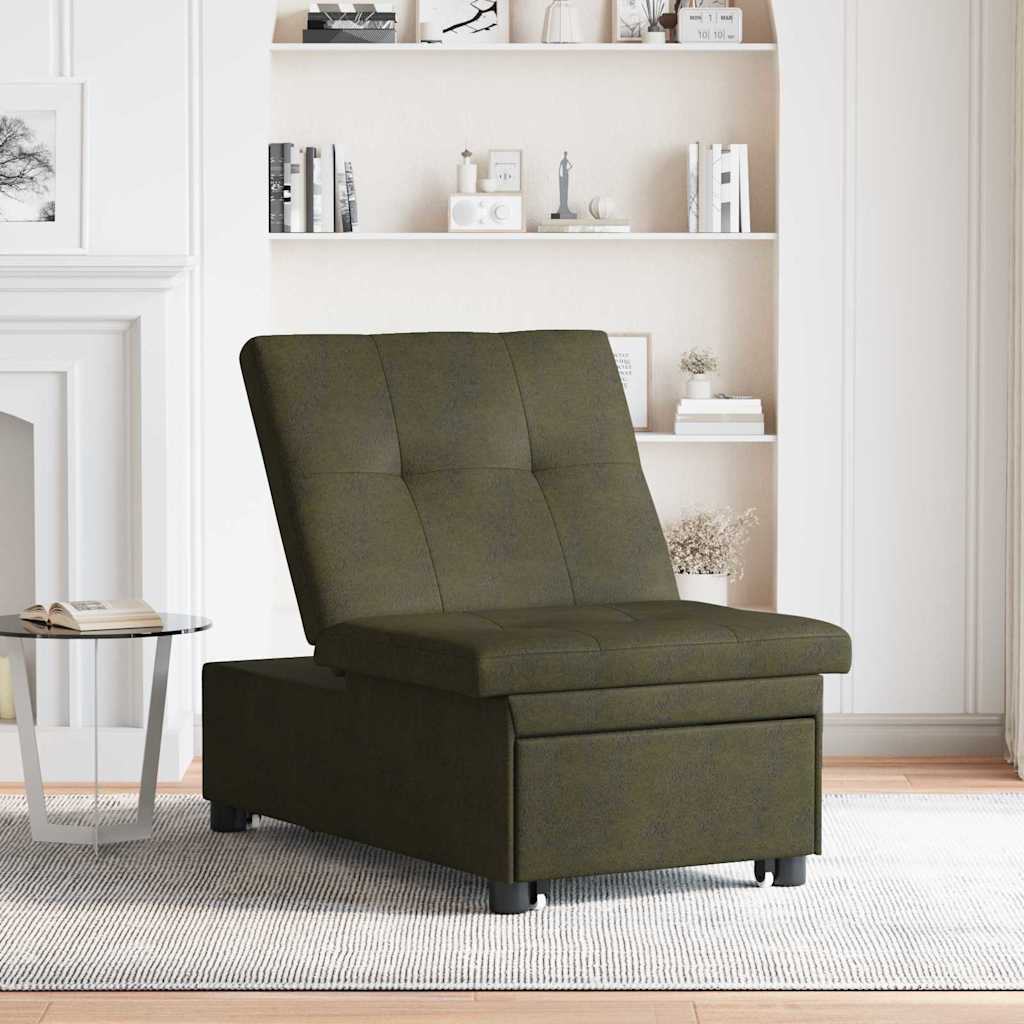 Kanapéágy Katonai zöld 67 x 194 x 38 cm Műbőr velúr