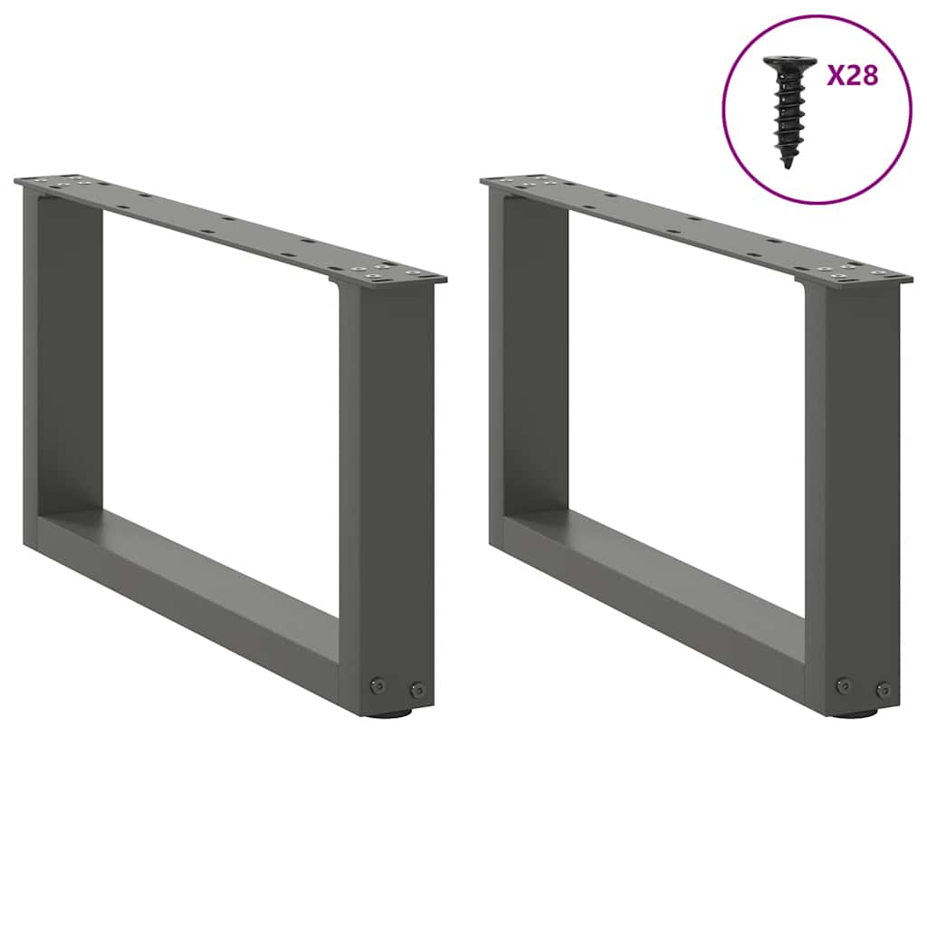 2 db antracitszürke, U alakú acél dohányzóasztal láb 70 x (30-31) cm