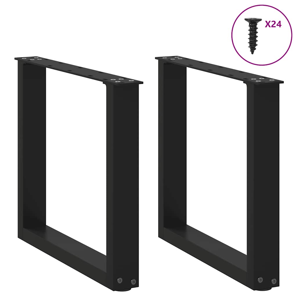 2 db U alakú dohányzóasztal láb fekete 50 x (42-43) cm acél dohányzóasztal láb