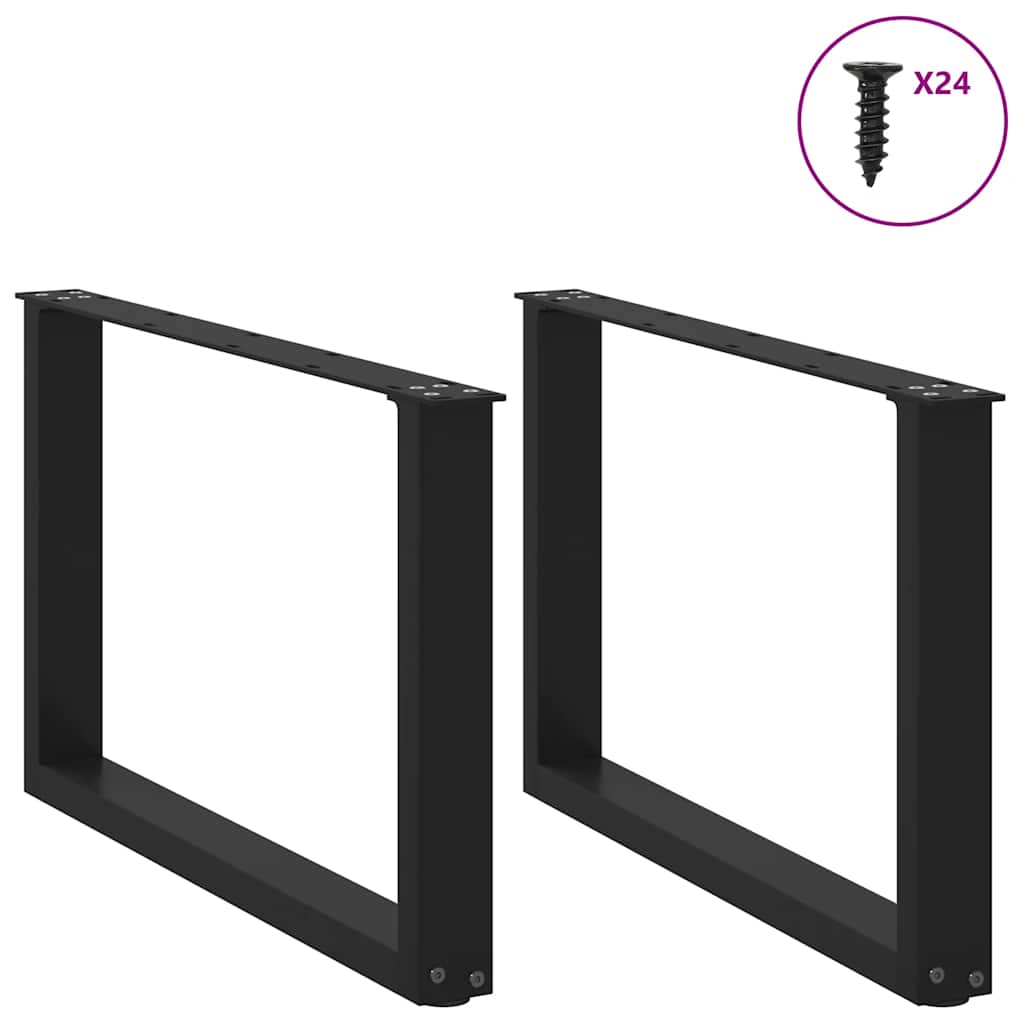 2 db U alakú dohányzóasztal láb fekete 60 x (42-43) cm acél dohányzóasztal láb