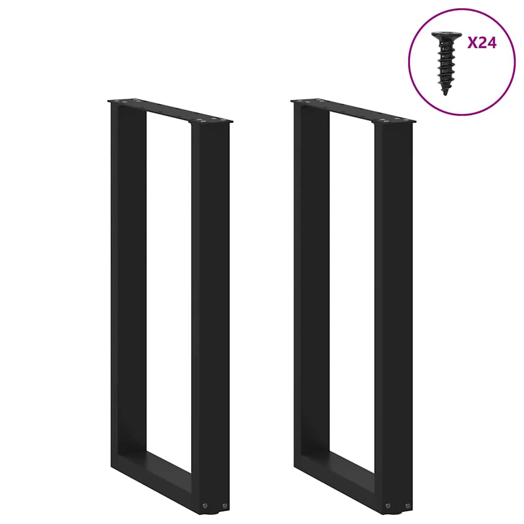 2 db fekete U-alakú acél bárasztalláb 50x(90-91) cm