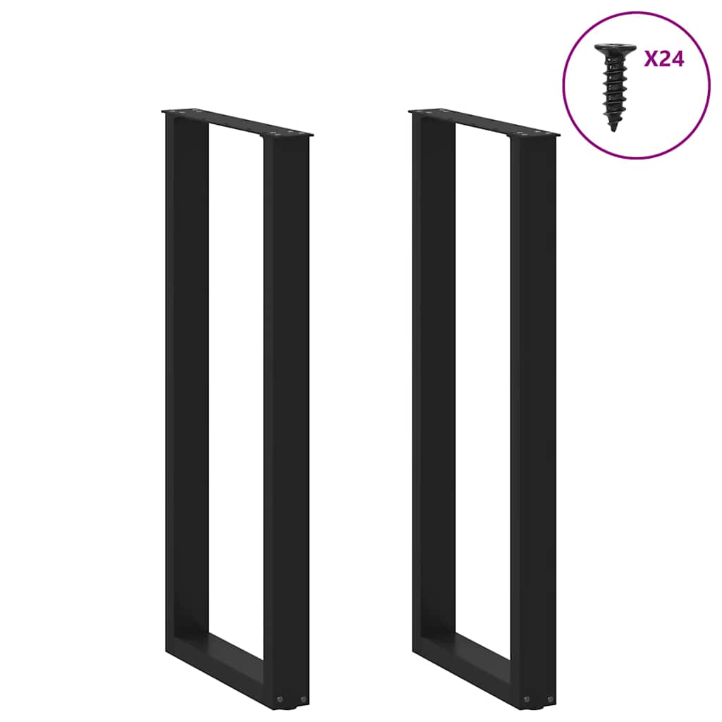 2 db fekete U-alakú acél bárasztalláb 50 x (110-111) cm