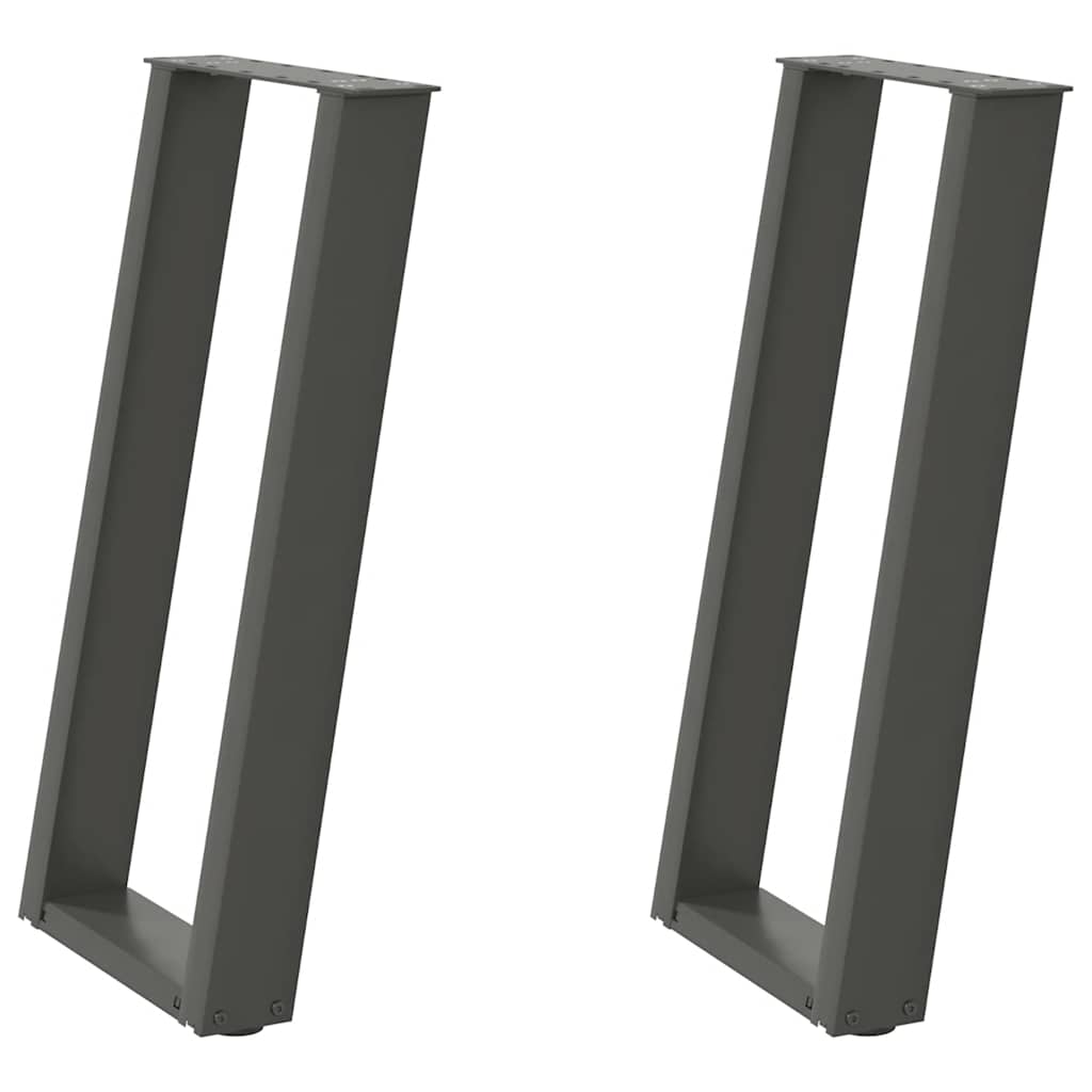 2 db antracitszürke U-alakú acél konzolasztal láb 38x(72-73) cm