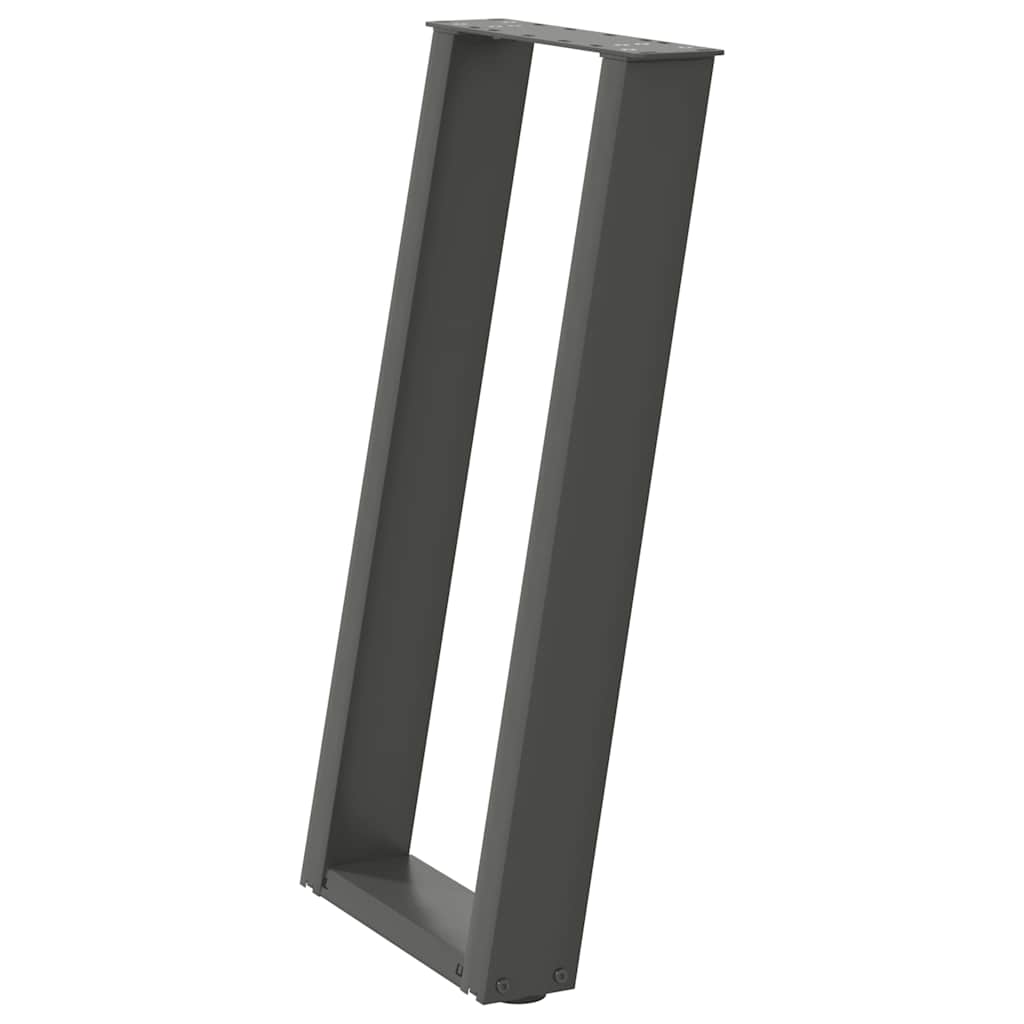 2 db antracitszürke U-alakú acél konzolasztal láb 38x(72-73) cm