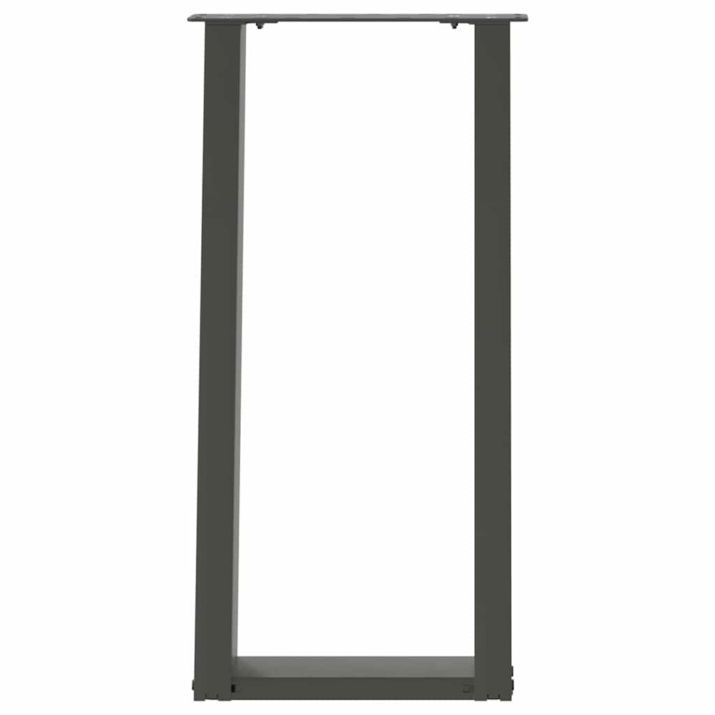2 db antracitszürke U-alakú acél konzolasztal láb 38x(72-73) cm