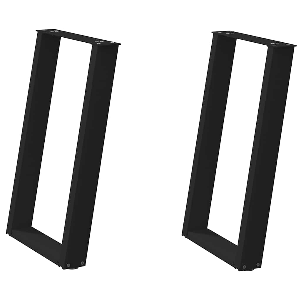 2 db U alakú étkezőasztal láb fekete 60 x (72-73) cm acél étkezőasztal láb