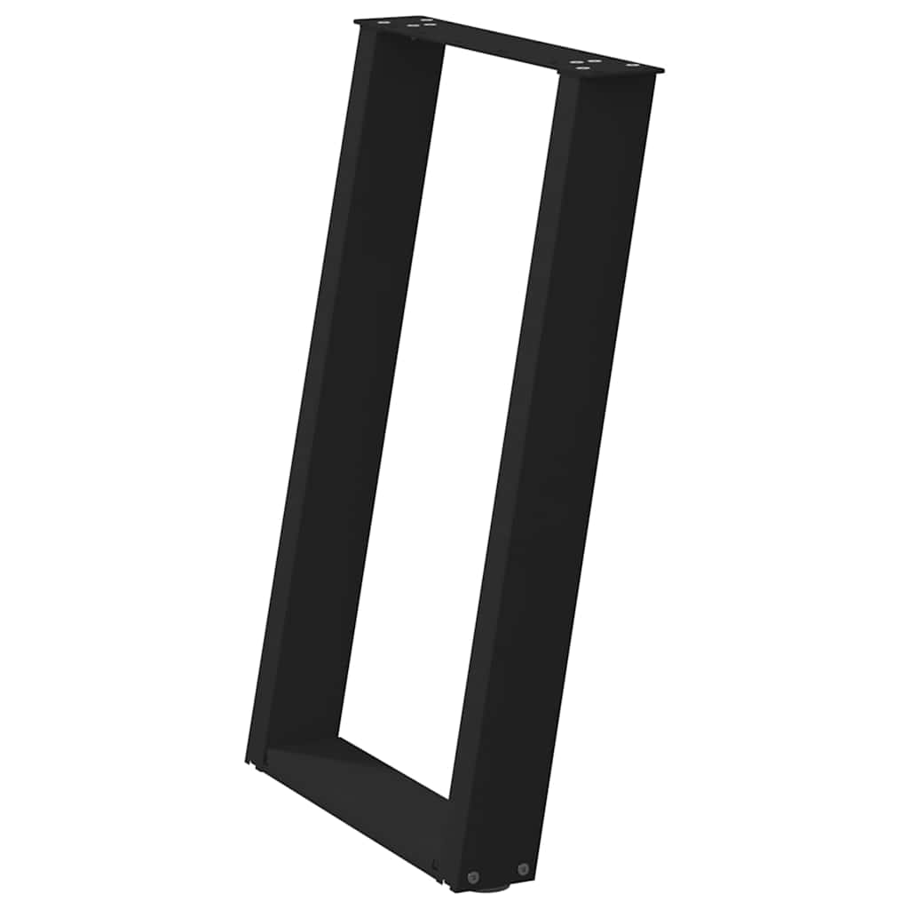 2 db U alakú étkezőasztal láb fekete 60 x (72-73) cm acél étkezőasztal láb