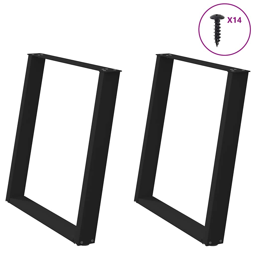 2 db U alakú étkezőasztal láb fekete 80 x (72-73) cm acél étkezőasztal láb