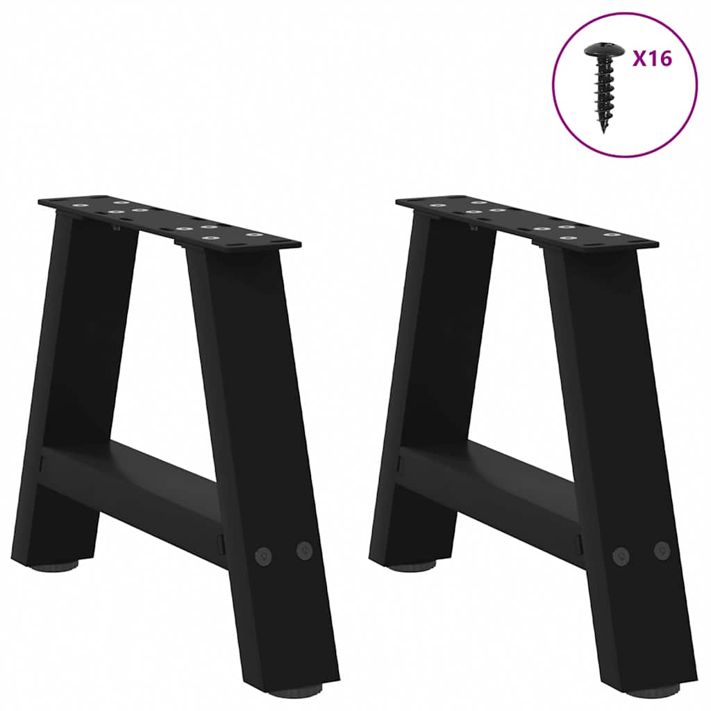 2 db A-alakú fekete dohányzóasztal láb 30 x (30-31) cm acél