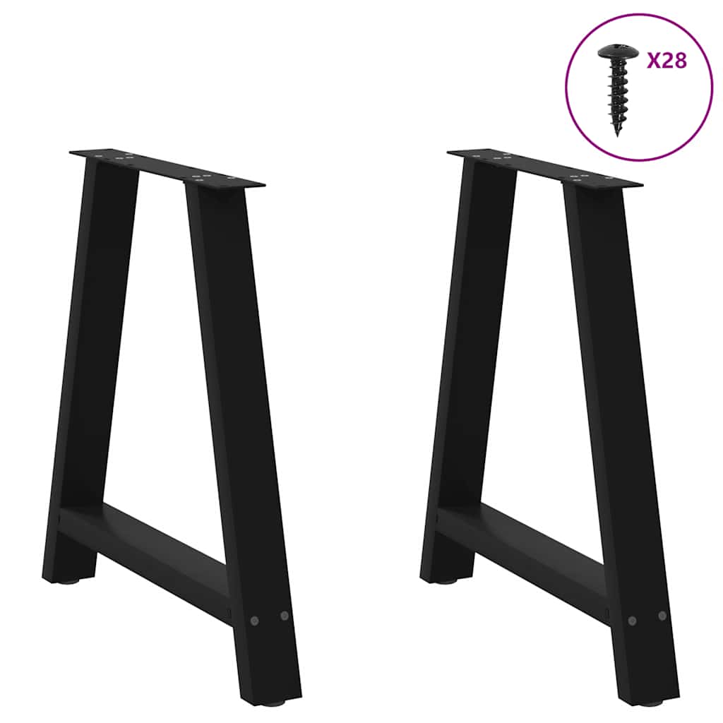 2 db A-alakú étkezőasztal láb fekete 80x(72-73) cm acél étkezőasztal láb