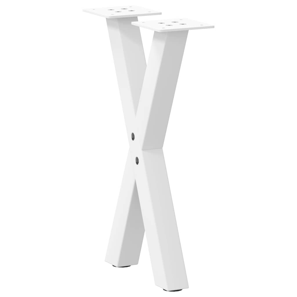 2 db fehér, X alakú acél dohányzóasztal láb 28 x (42-43) cm