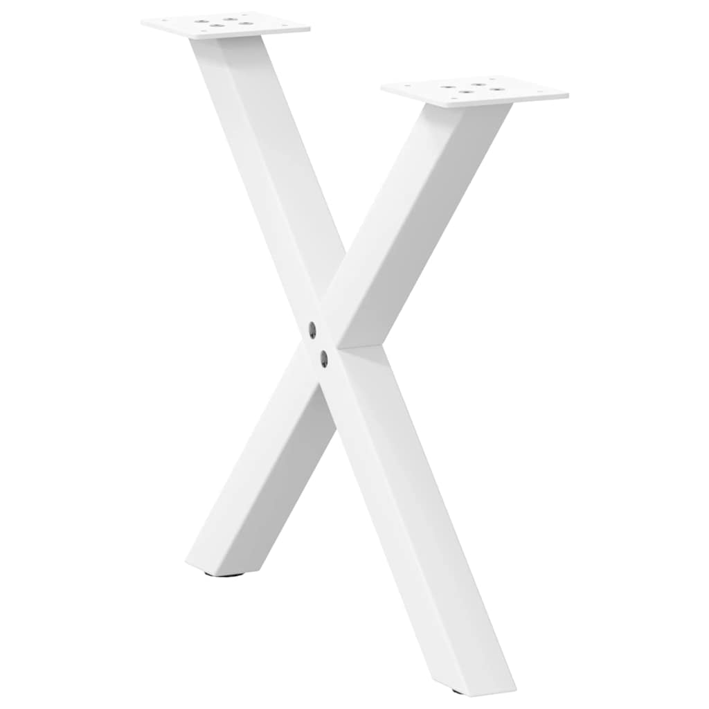 2 db fehér, X alakú acél dohányzóasztal láb 50 x (42-43) cm