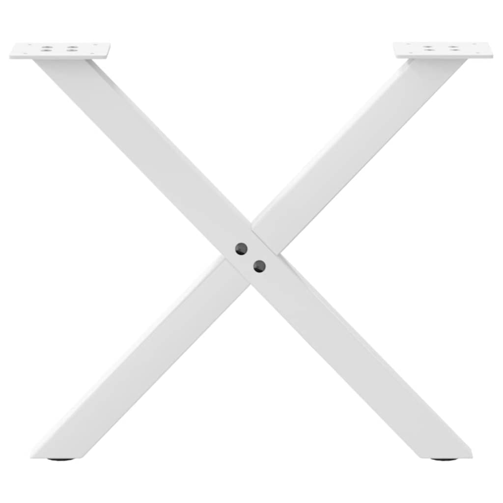 2 db fehér, X alakú acél dohányzóasztal láb 50 x (42-43) cm