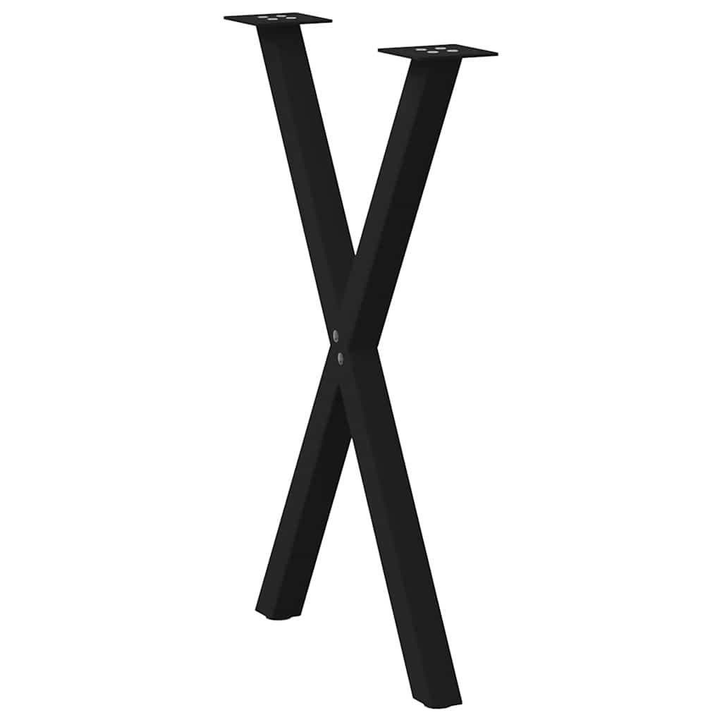 2 db X alakú étkezőasztal láb fekete acél 50 x (72-73) cm
