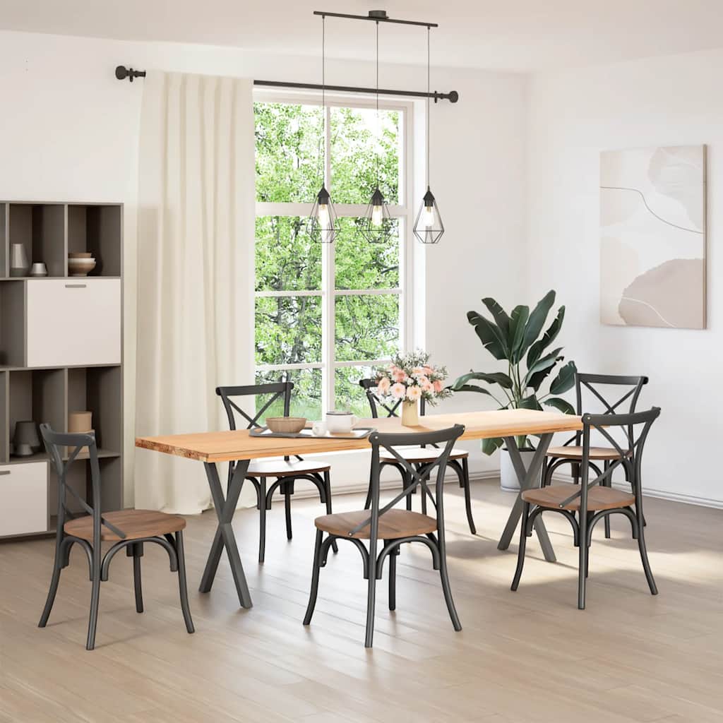 2 db antracitszürke X-alakú acél étkezőasztalláb 50x(72-73) cm
