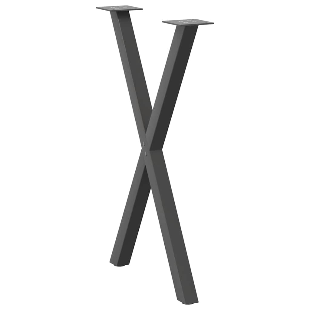 2 db antracitszürke X-alakú acél étkezőasztalláb 50x(72-73) cm