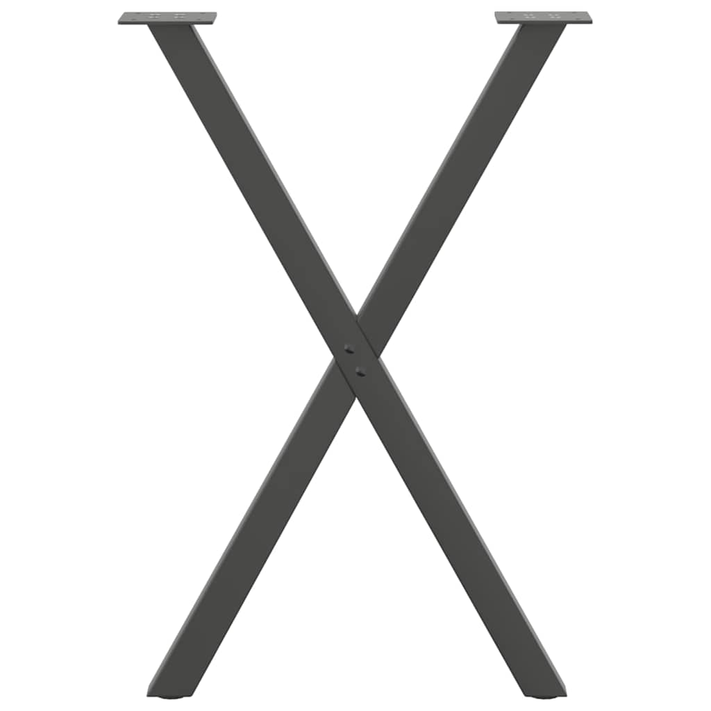 2 db antracitszürke X-alakú acél étkezőasztalláb 50x(72-73) cm