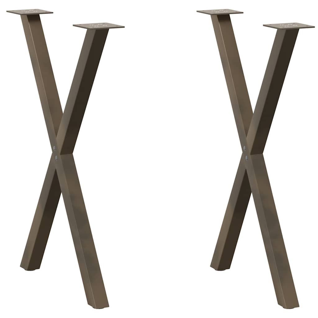 2 db X alakú étkezőasztal láb natúr acél 50x(72-73) cm