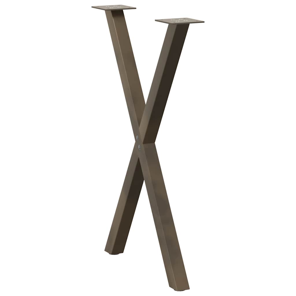 2 db X alakú étkezőasztal láb natúr acél 50x(72-73) cm