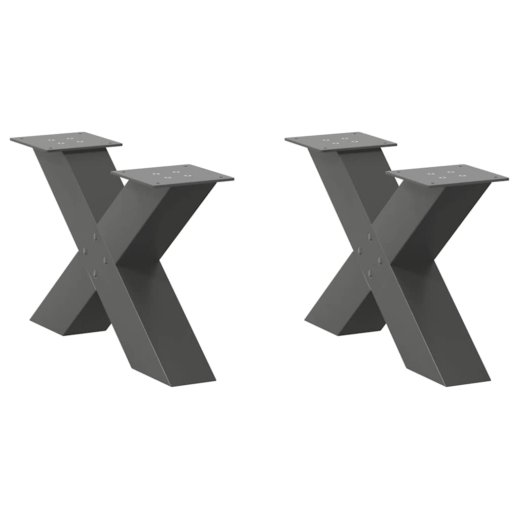 2 db antracitszürke X-alakú acél dohányzóasztal láb 60x(30-31) cm