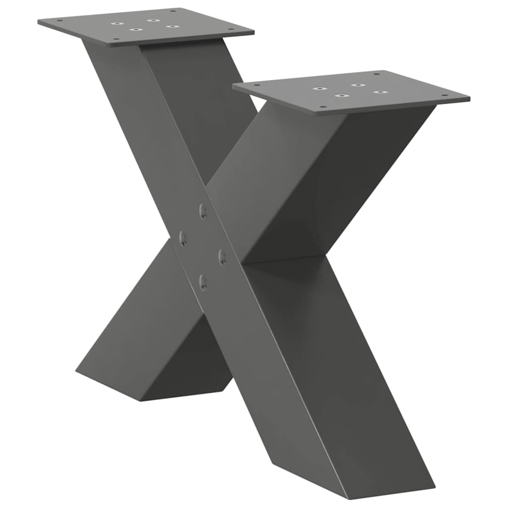 2 db antracitszürke X-alakú acél dohányzóasztal láb 60x(30-31) cm