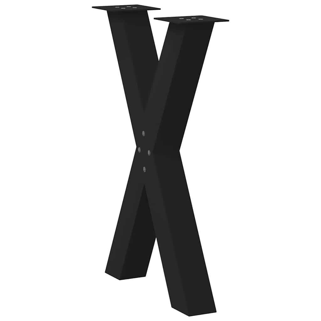 2 db X alakú étkezőasztal láb fekete acél 60 x (72-73) cm