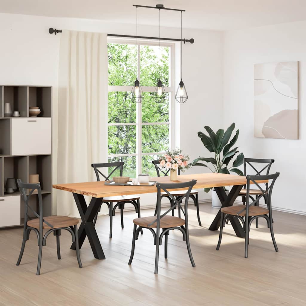 2 db X alakú étkezőasztal láb fekete 80 x (72-73) cm acél étkezőasztal láb