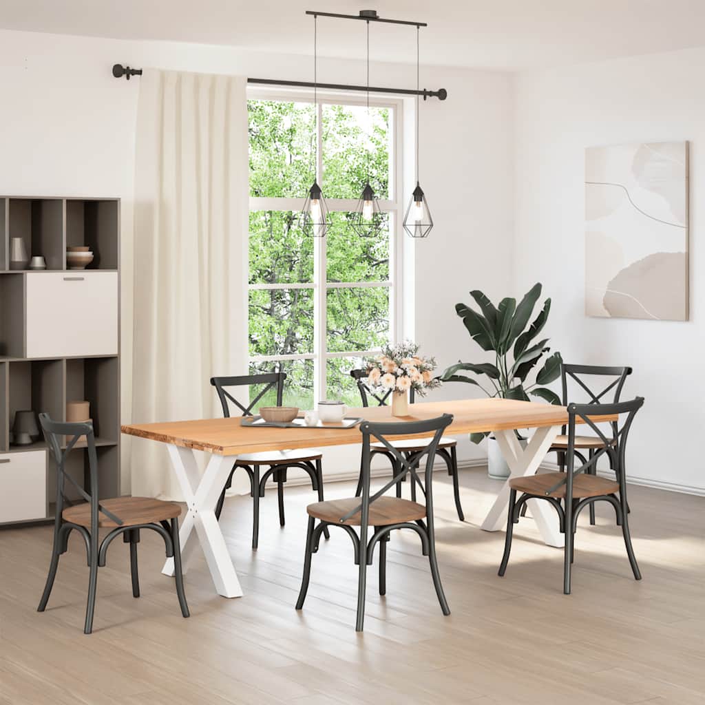 2 db X alakú étkezőasztal láb fehér 80 x (72-73) cm acél étkezőasztal láb