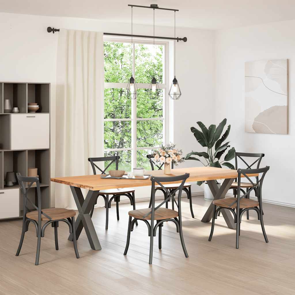 2 db antracitszürke X alakú acél étkezőasztal láb 80x(72-73) cm