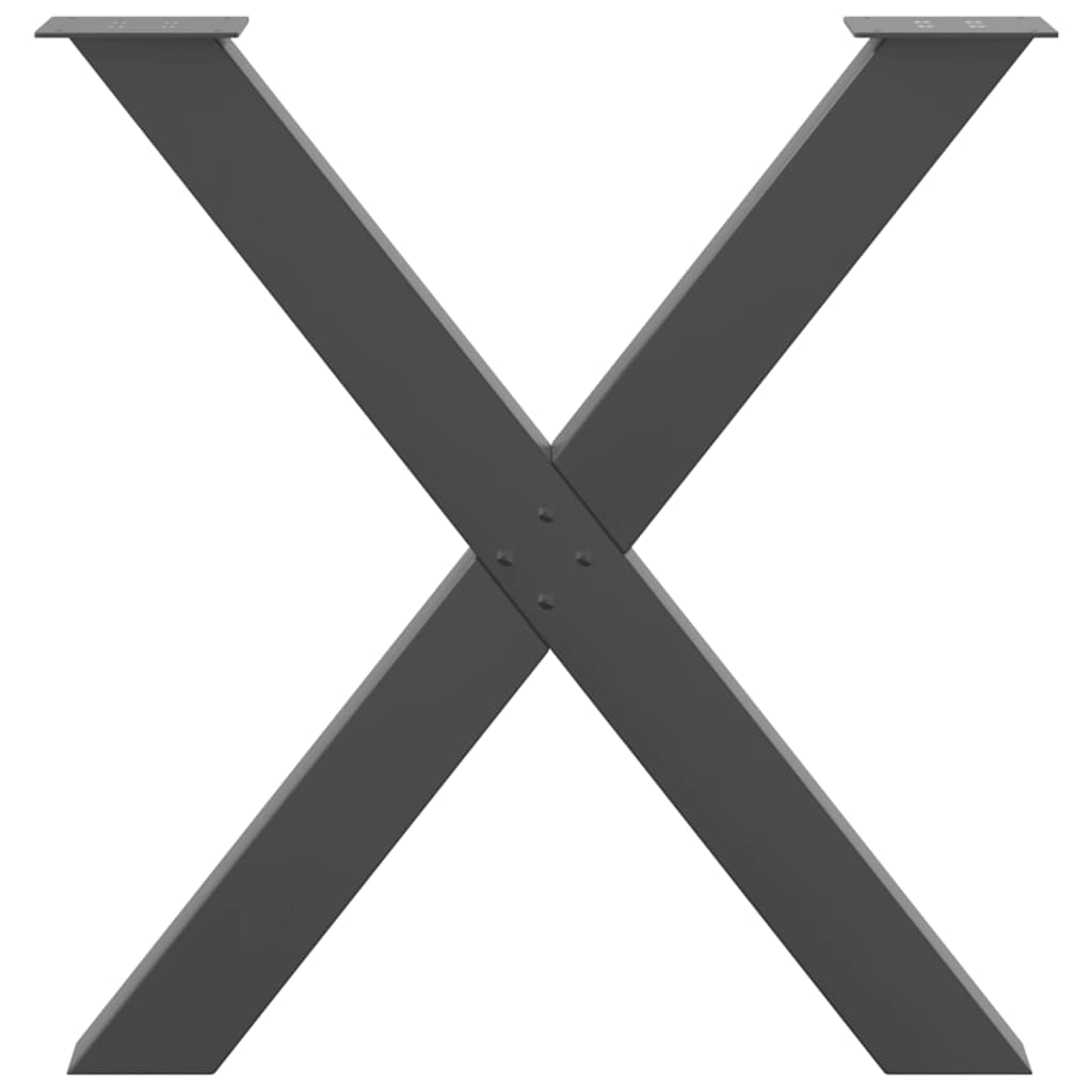 2 db antracitszürke X alakú acél étkezőasztal láb 80x(72-73) cm