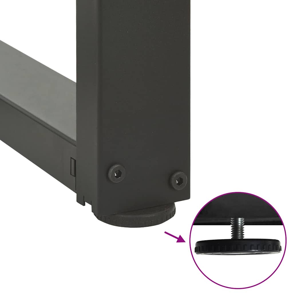 2 db antracitszürke T-alakú acél konzolasztal láb 38x25x(72-73) cm