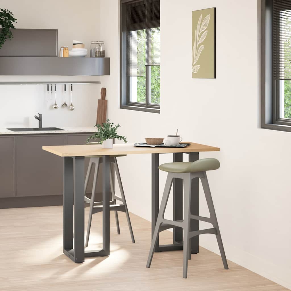 2 db antracitszürke T-alakú acél bárasztalláb 50x35x(90-91) cm