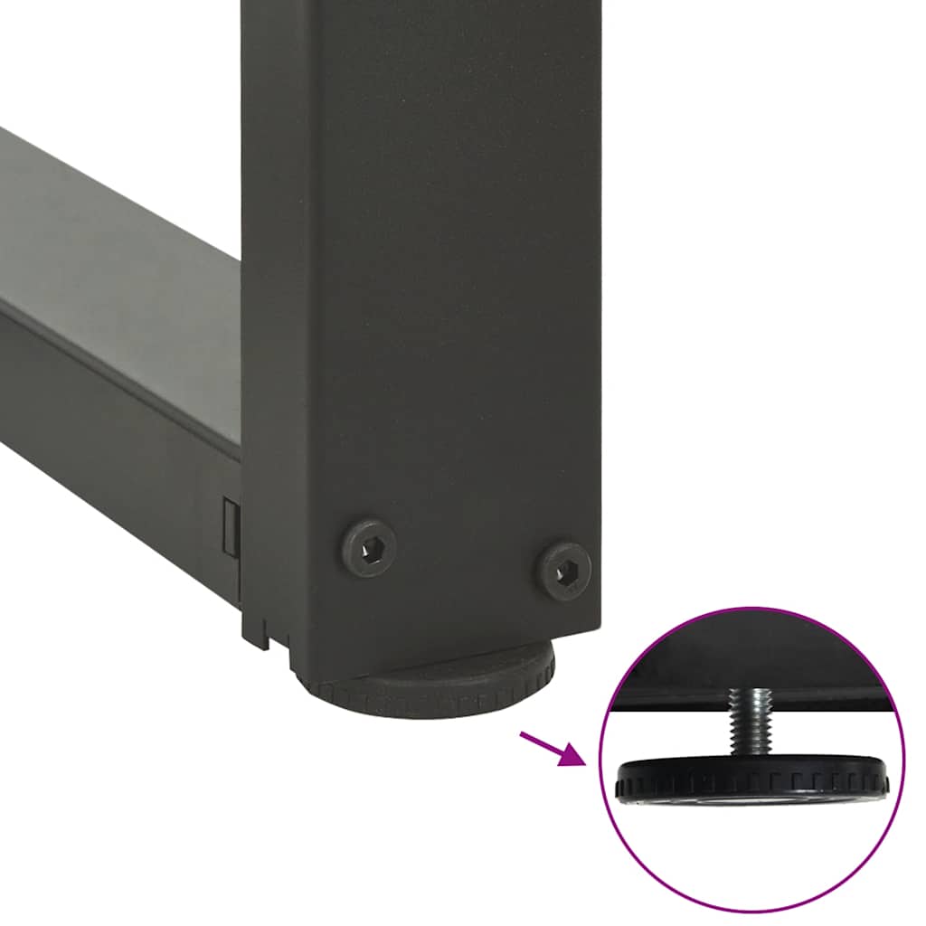 2 db antracitszürke T-alakú acél bárasztalláb 50x35x(90-91) cm