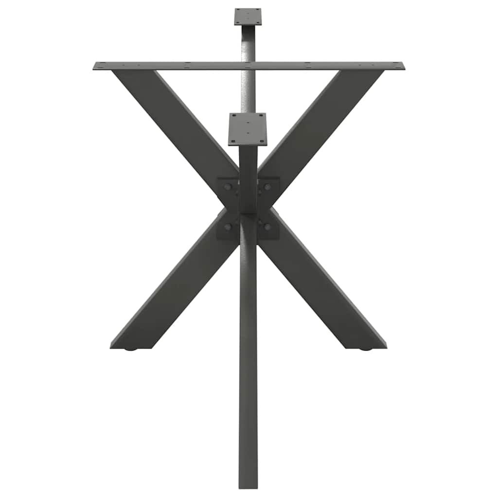 antracit színű, pók alakú étkezőasztalláb acélból 150x78x(72-73) cm
