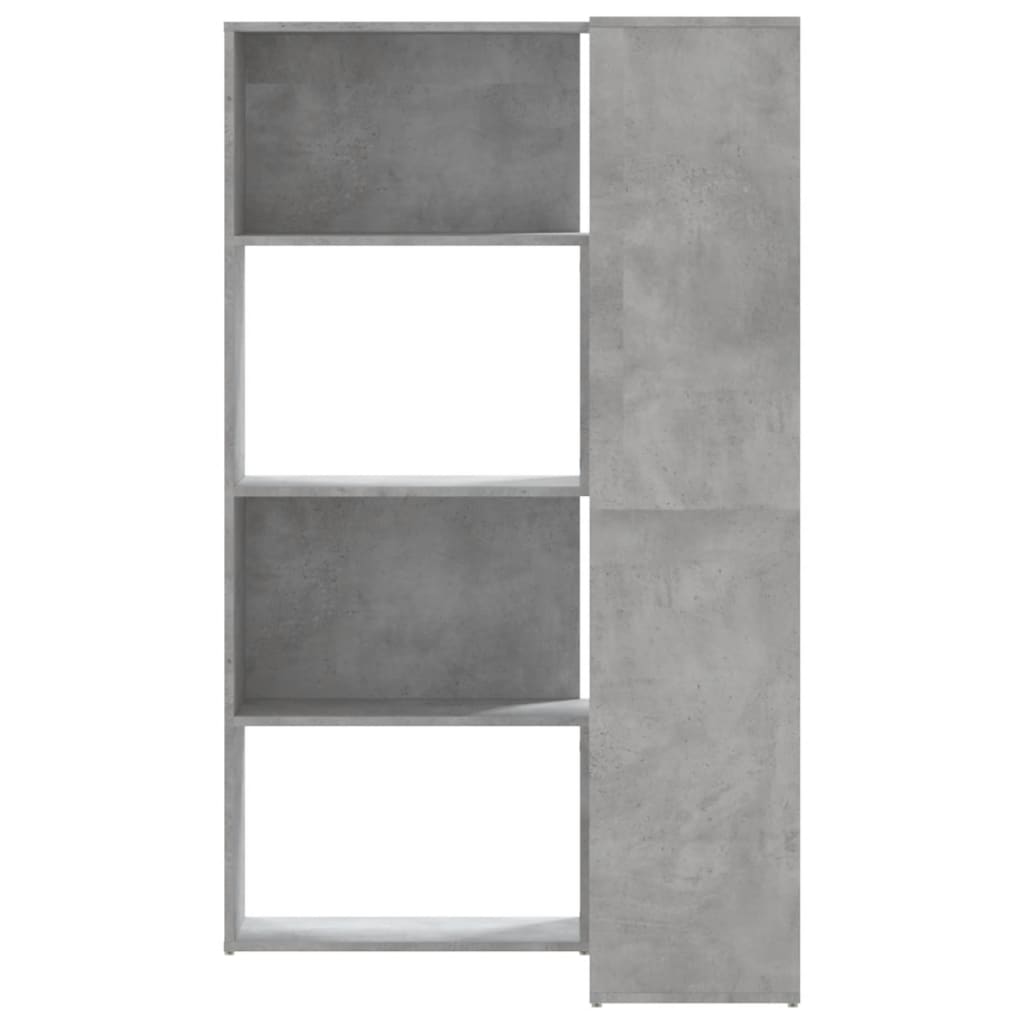 4 szintes betonszürke szerelt fa sarokkönyvespolc 85x85x140 cm