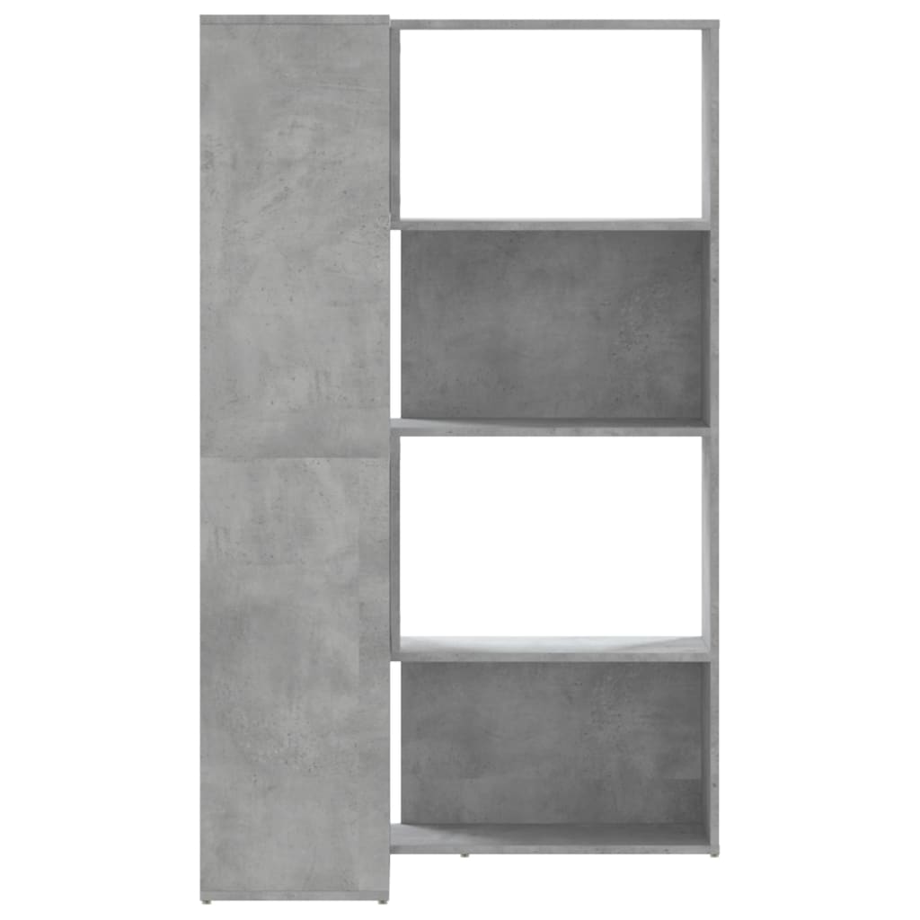 4 szintes betonszürke szerelt fa sarokkönyvespolc 85x85x140 cm