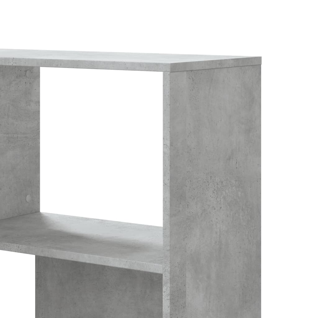 4 szintes betonszürke szerelt fa sarokkönyvespolc 85x85x140 cm