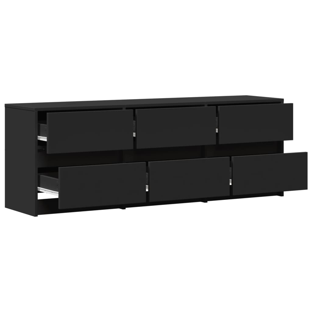 fekete szerelt fa TV-szekrény LED-ekkel 140 x 34 x 50 cm