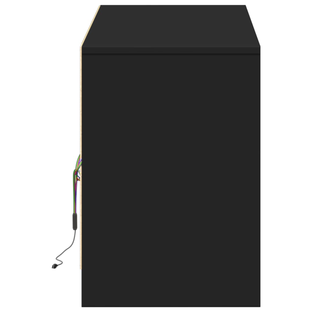 fekete szerelt fa TV-szekrény LED-ekkel 140 x 34 x 50 cm