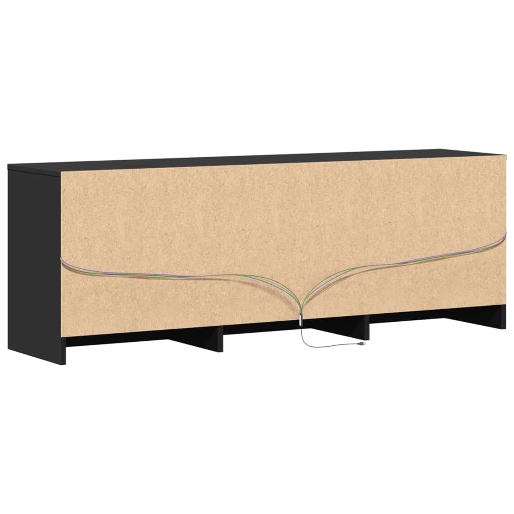 fekete szerelt fa TV-szekrény LED-ekkel 140 x 34 x 50 cm