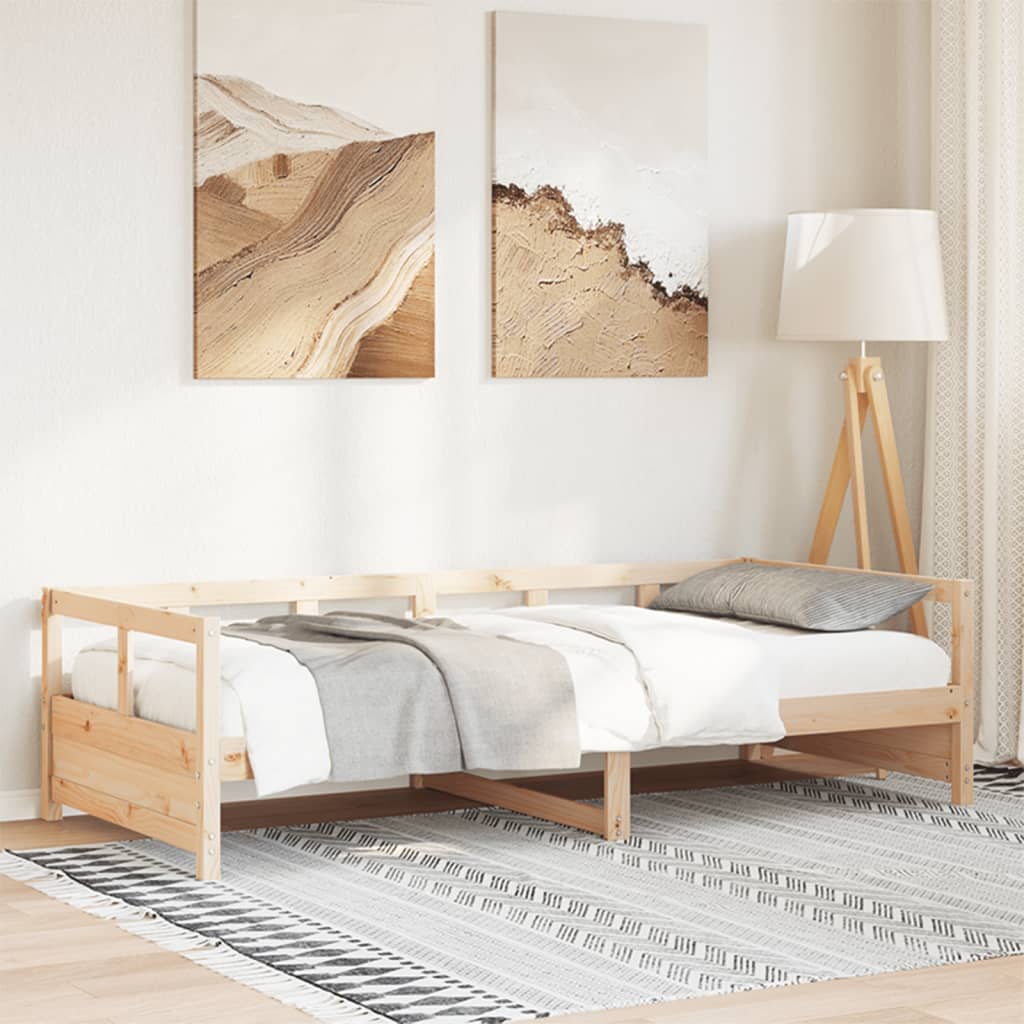 természetes színű tömör fenyőfa kanapéágy 80 x 200 cm