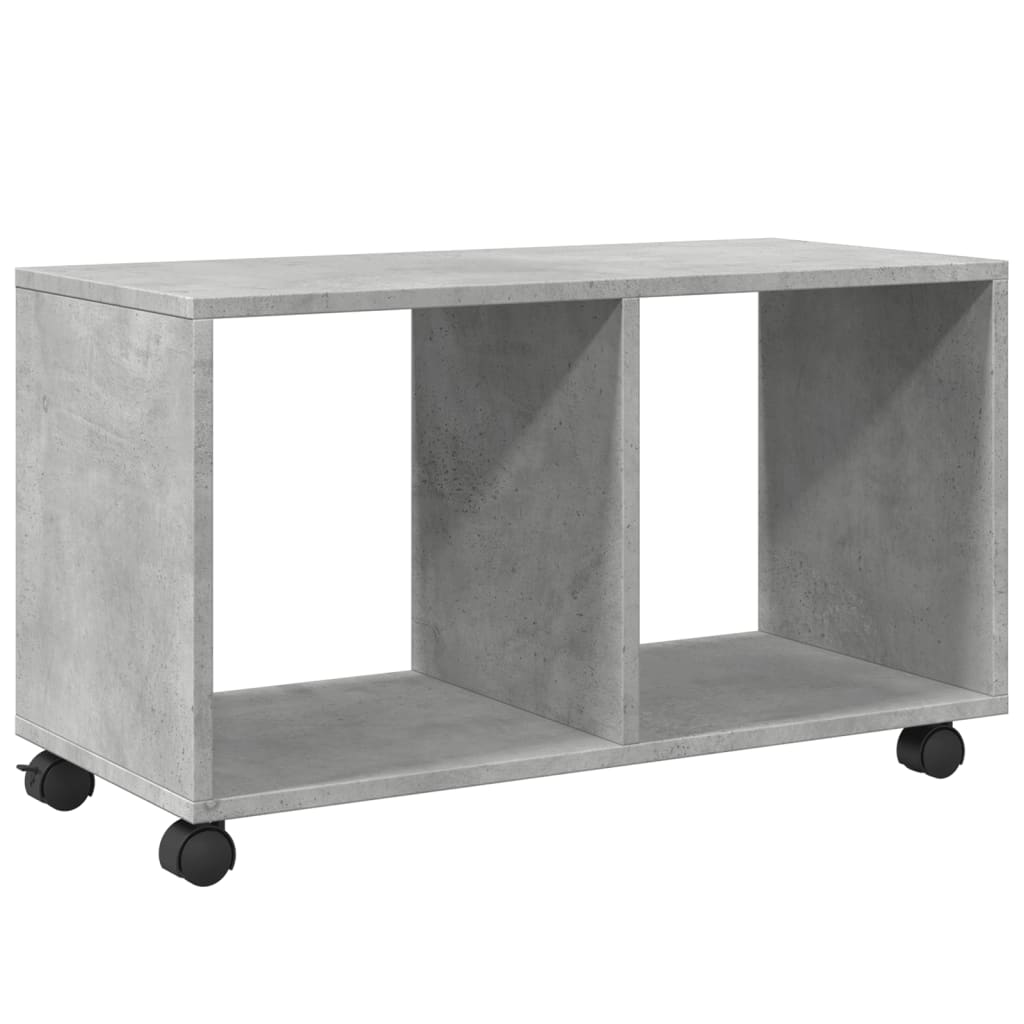 betonszürke szerelt fa görgős szekrény 72 x 33 x 42,5 cm