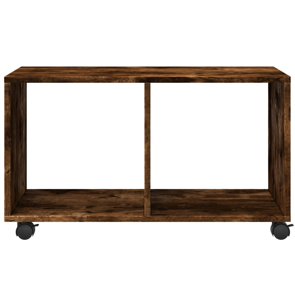 füstös tölgy színű szerelt fa görgős szekrény 72 x 33 x 42,5 cm