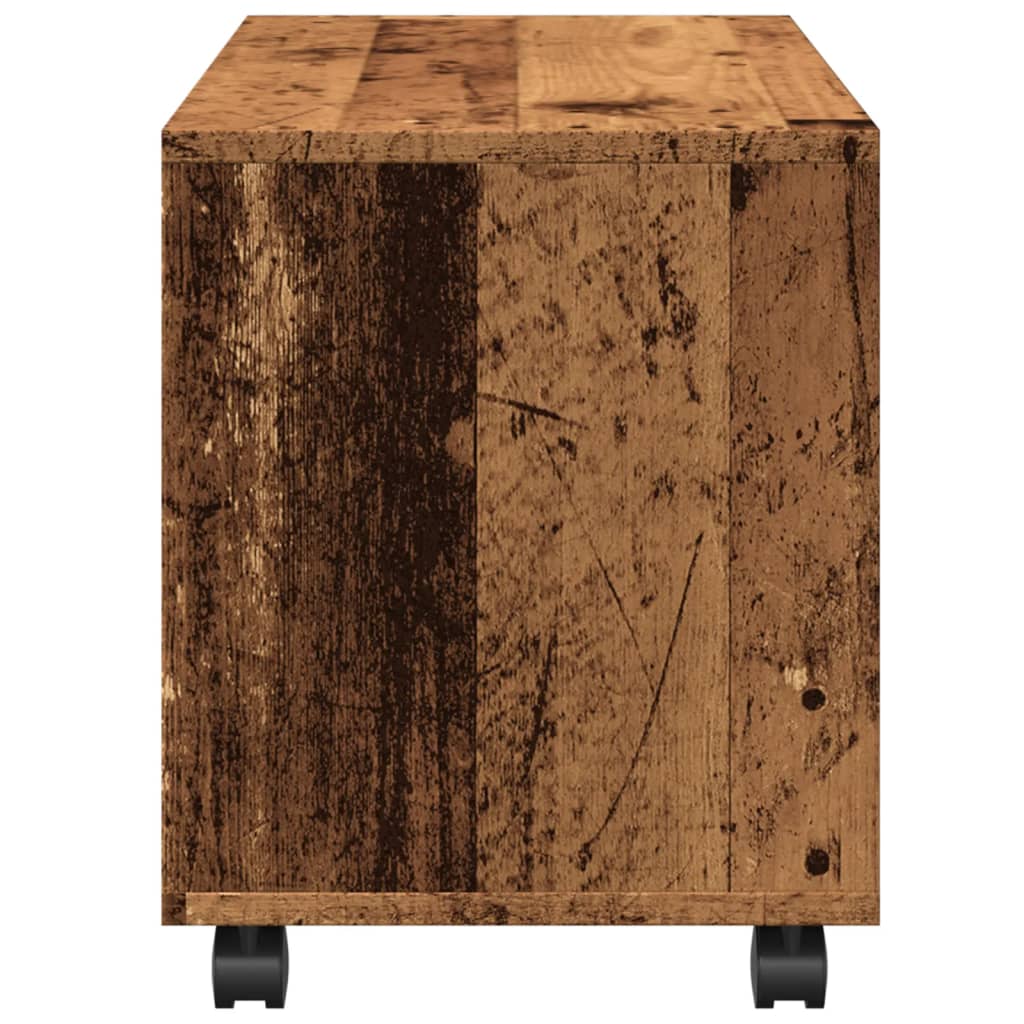 antik fa színű szerelt fa görgős szekrény 72 x 33 x 42,5 cm